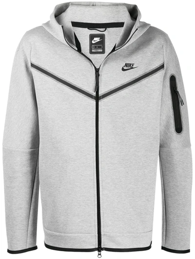 Nike Sportswear Full Zip Tech Fleece Hoodie In Grey Heather/black