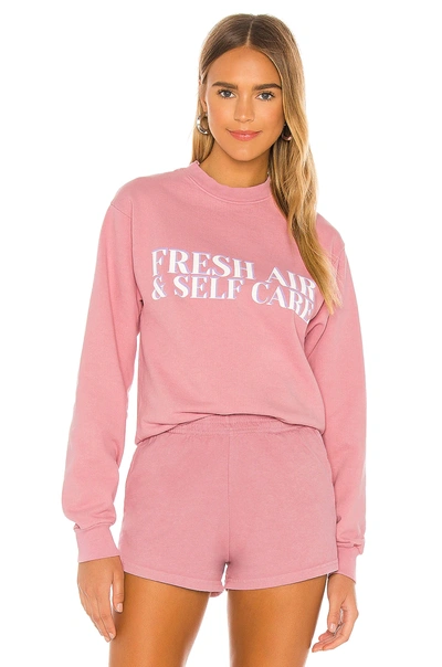 Lovers & Friends Fresh Air Self Care Sweatshirt In Dusty Pink