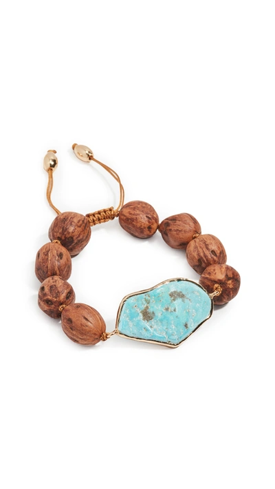 Tohum Theia Resort Small Bracelet In Gold/turquoise