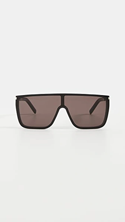 Saint Laurent Sl364 Mask Ace Sunglasses In Black/black/black