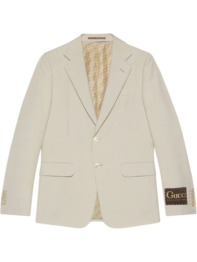 Gucci Label-embellished Single-breasted Blazer In White
