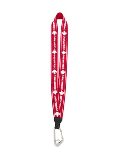 Dsquared2 Red Keychain With White Logo