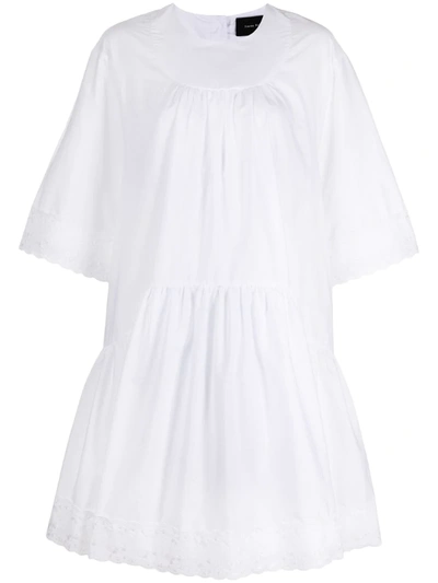 Simone Rocha Lace Trim Shift Dress In White