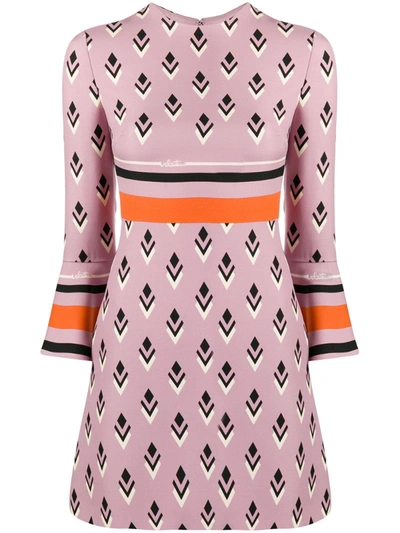 Valentino Signature Geometric Print Dress In Pink