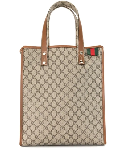 Pre-owned Gucci Shelly Gg Tote In Brown
