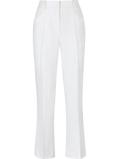 Fendi Pintuck Straight Leg Trousers In White