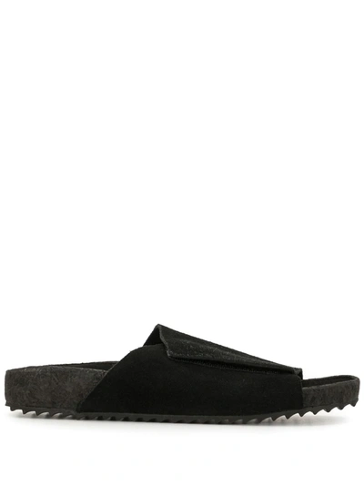 James Perse Touch-strap Suede Sandals In Black