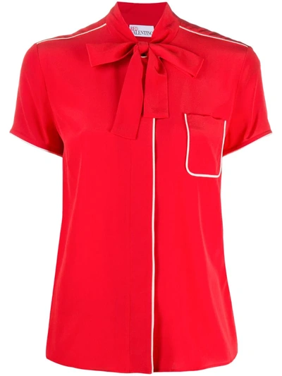 Red Valentino Pussybow Collar Blouse In Red