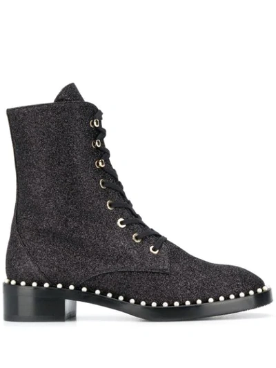 Stuart Weitzman Pearl Detail Boots In Black