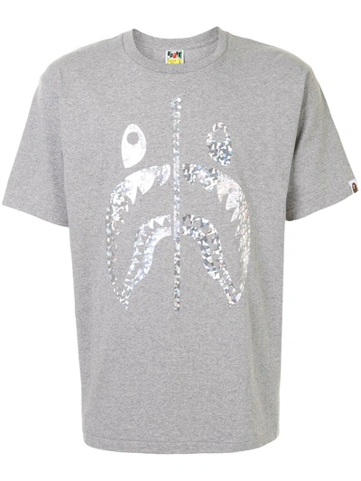 A Bathing Ape Holographic Logo T-shirt In Grey
