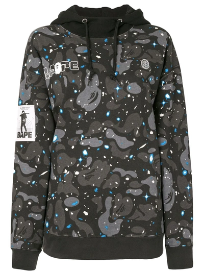 A Bathing Ape Hooded Camouflage-print Sweatshirt In Black