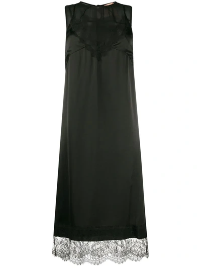 N°21 Lingerie-style Layered Midi Dress In Black