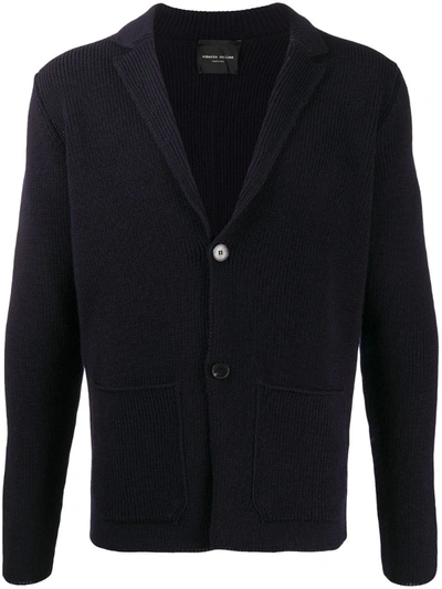 Roberto Collina Ribbed Knit Button-front Cardigan In Blue