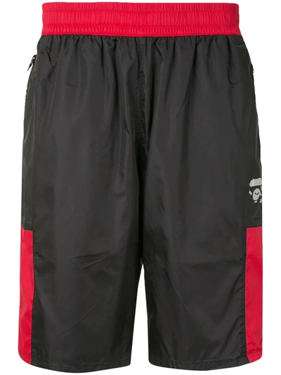 A Bathing Ape Contrast-panel Track Shorts In Black