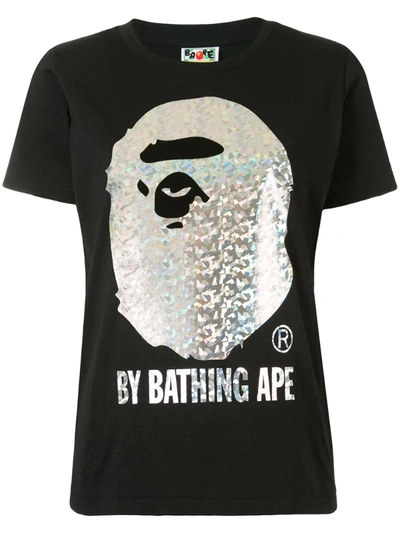 A Bathing Ape Holographic Logo T-shirt In Black