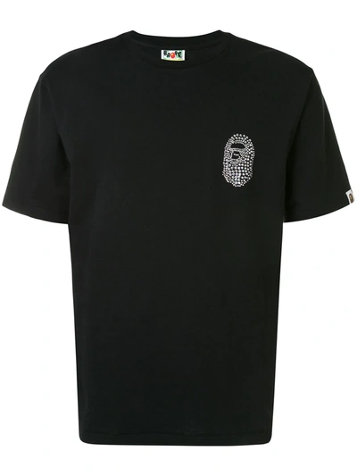 A Bathing Ape Logo Embroidered T-shirt In Black
