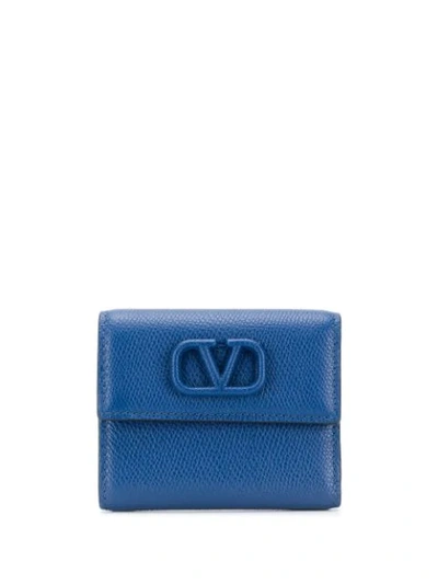 Valentino Garavani Small Vsling Wallet In Blue
