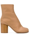 Maison Margiela 80mm Tabi Leather Ankle Boots In Beige