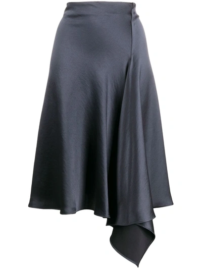 P.a.r.o.s.h Privato Asymmetrical Satin Skirt In Grigio