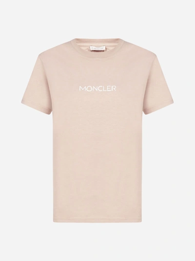 Moncler Logo Cotton T-shirt In Rosa