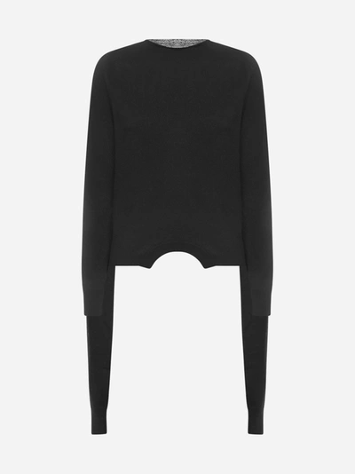 Mm6 Maison Margiela Upside Down Wool Sweater In Black