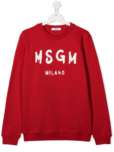 Msgm Teen Logo Print Sweatshirt In Red