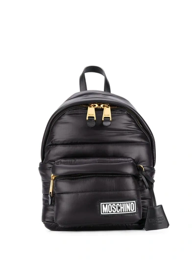 Moschino Logo-patch Quilted Backpack In Black