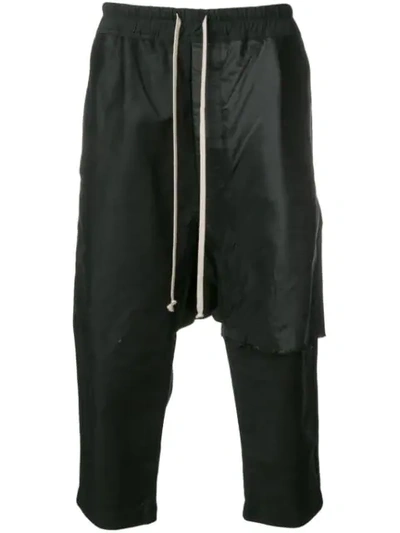 Rick Owens Drkshdw Ripped Detail Cropped Trousers In Black