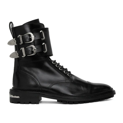 Toga Virilis Double-buckle Strap Ankle Boots In Black