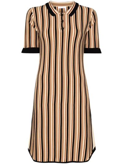 See By Chloé Striped Collared Dress In Neutrals