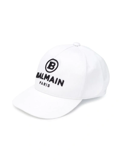Balmain Kids' Embroidered Logo Cap In White