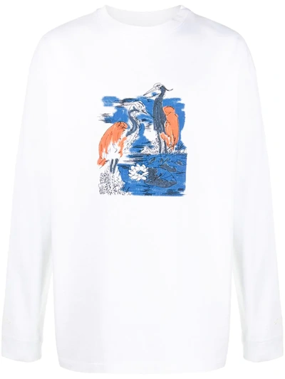 Heron Preston Heron-print Crew Neck Sweatshirt In White
