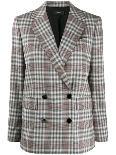Theory Double-breasted Angled Yukon Blazer In Multi-colour