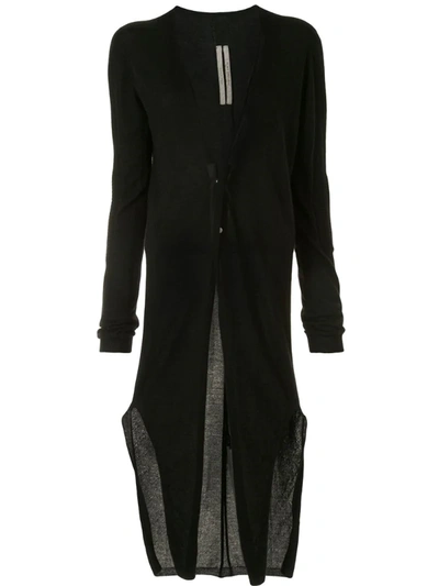 Rick Owens Split-hem Longline Cardigan In Black