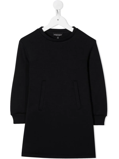 Emporio Armani Kids' Slit Pocket Dress In Blue