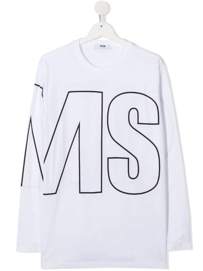 Msgm Teen Oversized Logo Top In White