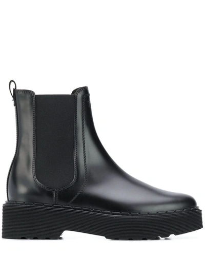 Tod's Logo-debossed Ankle Boots In Black