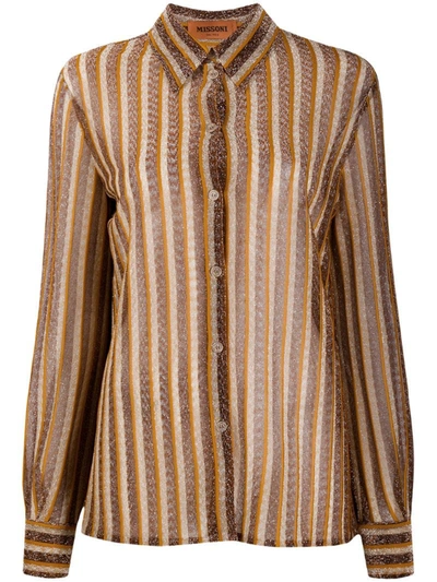 Missoni Metallic Stripe Shirt In Neutral