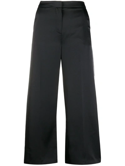 Karl Lagerfeld Cropped Wide-leg Trousers In Black