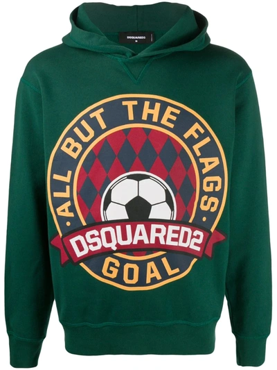 Dsquared2 Graphic-print Hoodie In Green