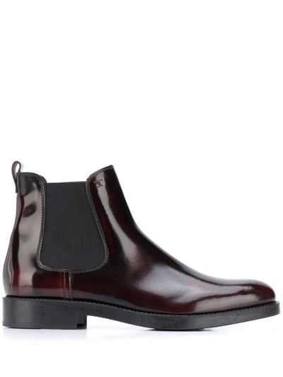 Tod's Ankle Boots In Leather In Burgundy