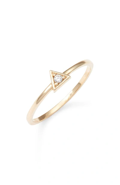 Anzie Cleo Diamond Triangle Stacking Ring In Gold/ Diamond