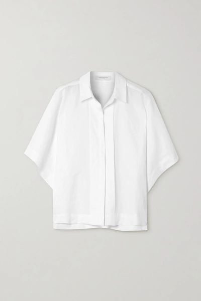 Equipment Chaney Pleat Placket Linen Shirt In White