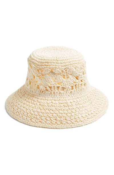 Topshop Straw Dome Bucket Hat In Natural