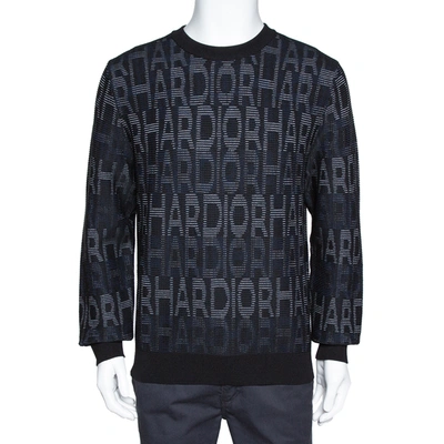 Pre-owned Dior Homme Black Har Patterned Jacquard Wool Blend Pullover L