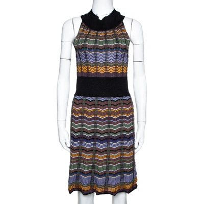 Pre-owned M Missoni Multicolor Zip Zag Merino Wool Blend Knit Sleeveless Dress M
