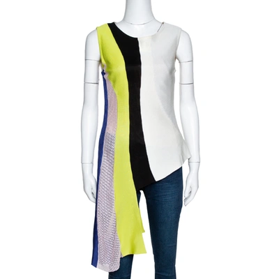 Pre-owned Dior Multicolor Color Block Knit Asymmetrical Top M