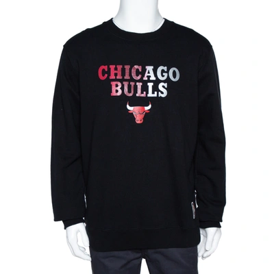 Pre-owned Marcelo Burlon County Of Milan X Nba Black Chicago Bulls Print Cotton Sweatshirt L