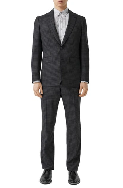 Burberry Check English Fit Wool Suit In Charcoal Pattern