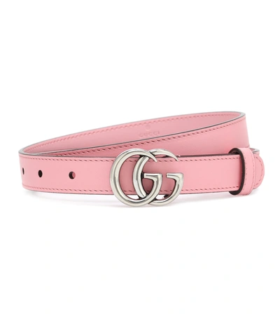 Gucci 20mm Logo Leather Belt In Pink